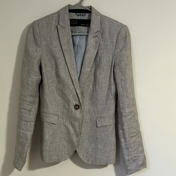 Zara 100% linen blazer button spring - Picture 1 of 7
